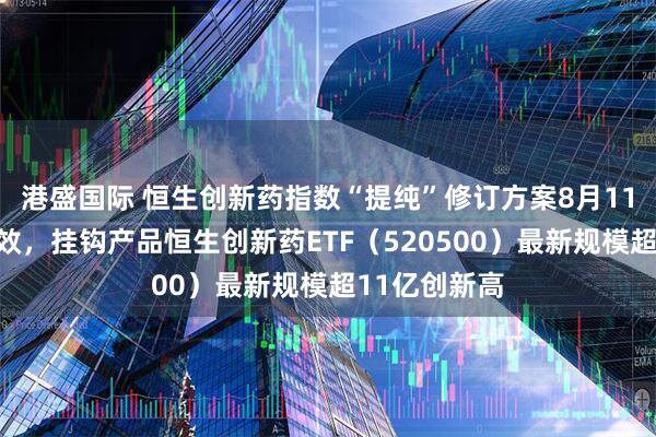 港盛国际 恒生创新药指数“提纯”修订方案8月11日起正式生效，挂钩产品恒生创新药ETF（520500）最新规模超11亿创新高